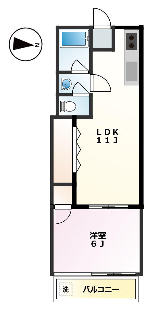 桃屋マンション(1LDK/4階)の間取り写真