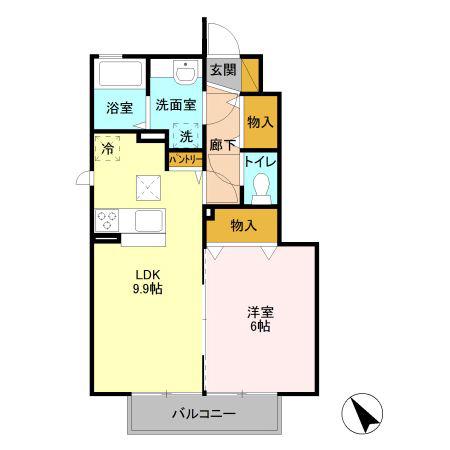 プランドールタウン若木 B(1LDK/1階)の間取り写真