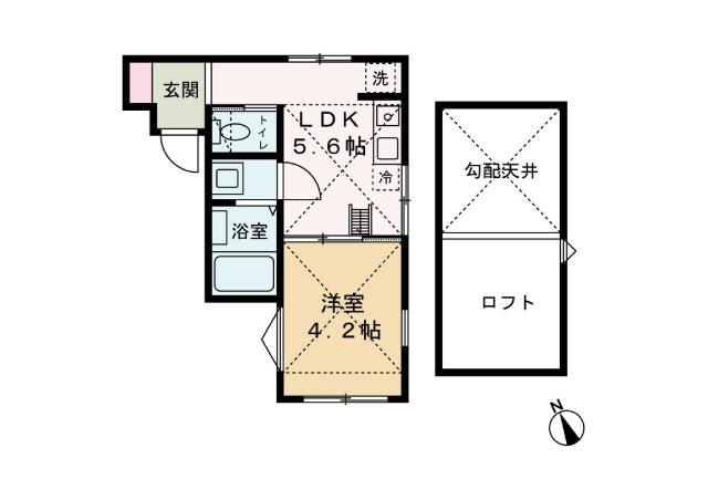 明和レジデンス(1DK/1階)の間取り写真