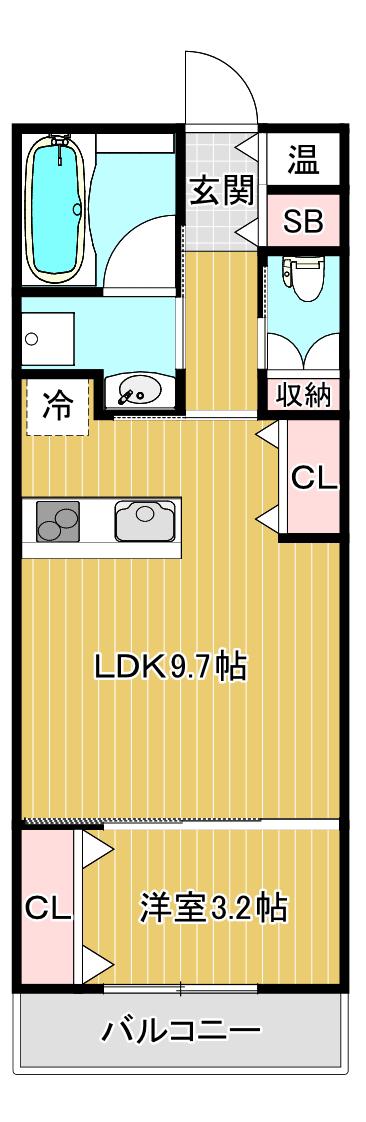 ガーデンシティ三和町(1LDK/2階)の間取り写真