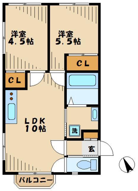 CASA W(2LDK/1階)の間取り写真