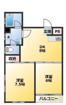メゾン王城(2DK/2階)の間取り写真