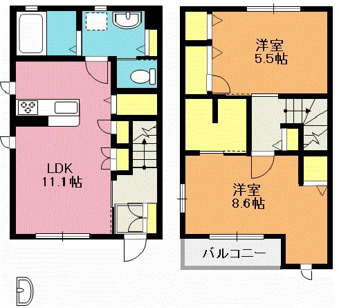 ジョワ・コライユ I(2LDK/1階)の間取り写真