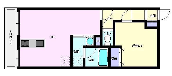 ビューパレス白金(1LDK/1階)の間取り写真