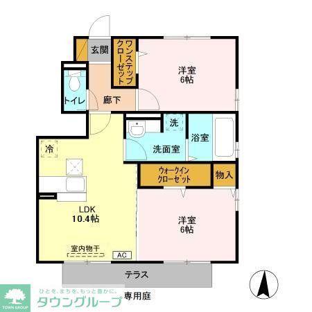 ソレイユA(2LDK/1階)の間取り写真