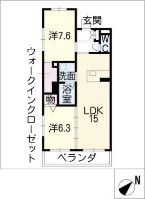 ウイング緑花台(2LDK/1階)の間取り写真