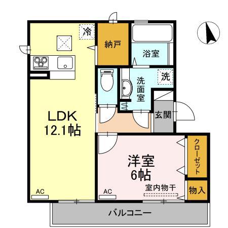 シェーンネーベル(1LDK/1階)の間取り写真