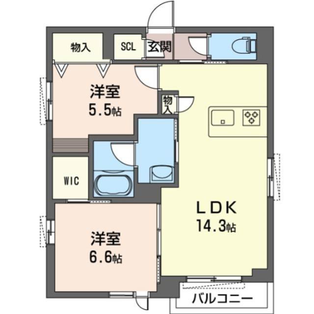 パークサイドハウス(2LDK/1階)の間取り写真
