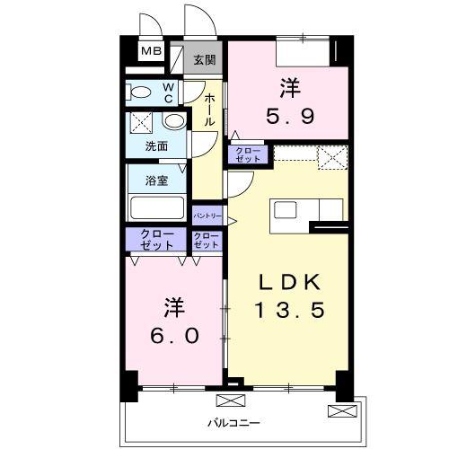 サンリットAS(2LDK/5階)の間取り写真