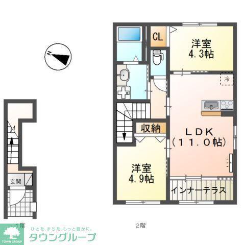 ブラン メゾンIII(2LDK/2階)の間取り写真
