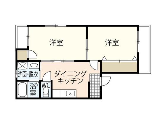 アイランドビル23(2DK/2階)の間取り写真