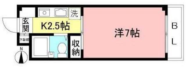 アミカル三軒茶屋(1K/2階)の間取り写真