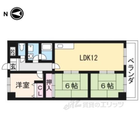 コアセカンド山下(3LDK/4階)の間取り写真