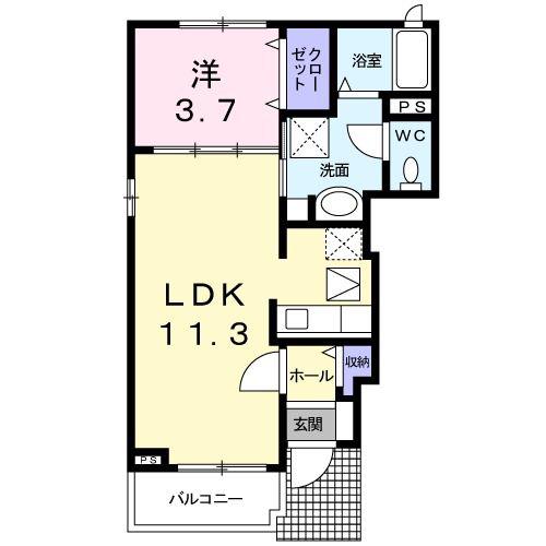 ヴァンロゼA II(1LDK/1階)の間取り写真