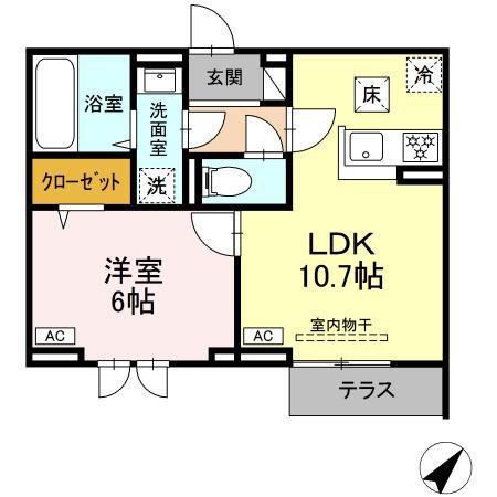 セレスティア南田中(1LDK/1階)の間取り写真