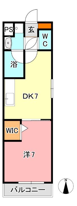 ピアチェーレ医大南(1DK/2階)の間取り写真