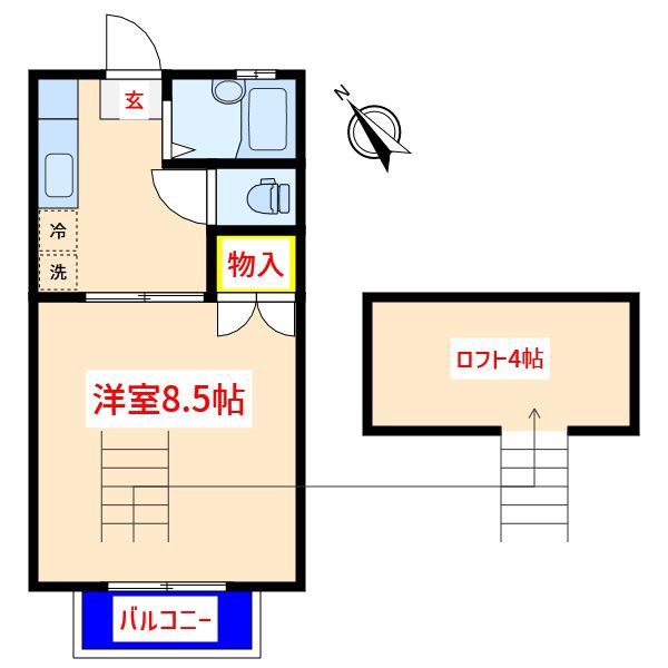 サンシティー11(1K/2階)の間取り写真