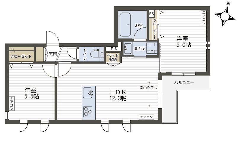 GRIGIO TODA(2LDK/3階)の間取り写真