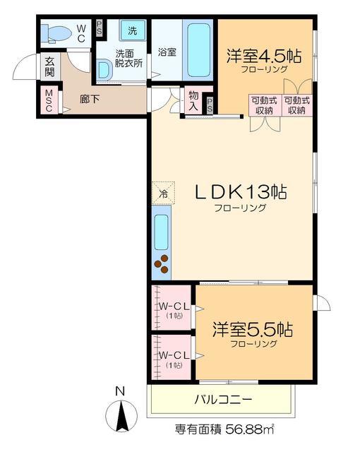 クオーレしょうぶ沼公園(2LDK/3階)の間取り写真