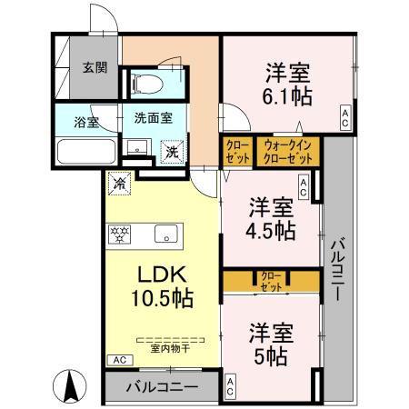 グランドゥール・ショコラ(3LDK/3階)の間取り写真