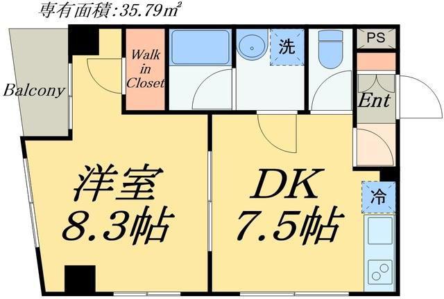 LEGACY日本橋(1DK/4階)の間取り写真