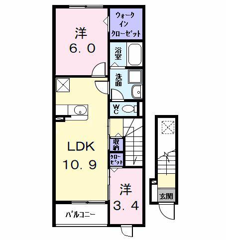 グラン ブレス(2LDK/2階)の間取り写真