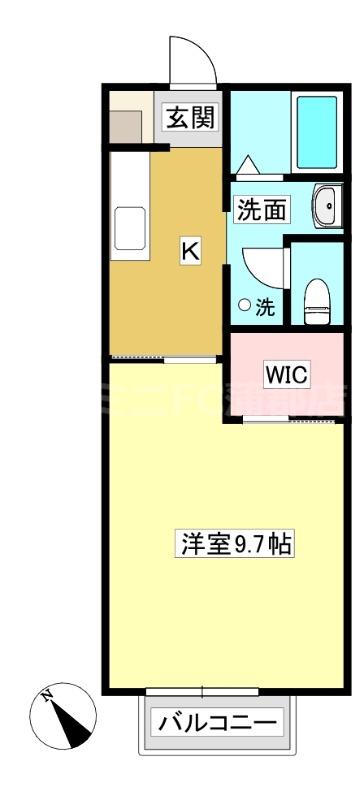 PEACE TRIBE A棟(1K/2階)の間取り写真