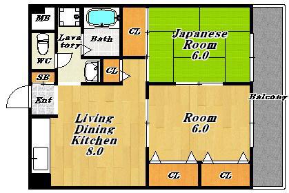 大東マンションII(2LDK/2階)の間取り写真
