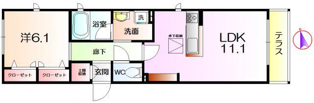 フォレナ東雲(1LDK/2階)の間取り写真
