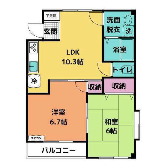 シャモニー(2LDK/2階)の間取り写真