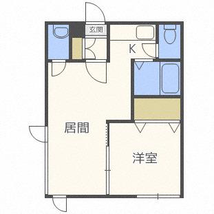 カーサ雅元町(1LDK/1階)の間取り写真