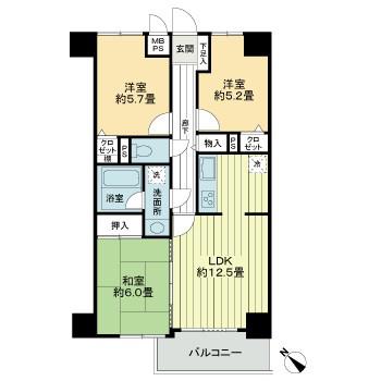 ライオンズマンション高尾(3LDK/3階)の間取り写真