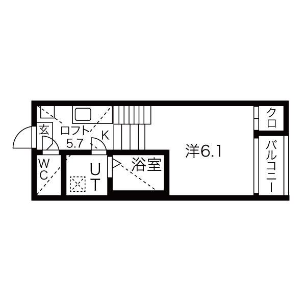 アジュール鶴舞(1K/1階)の間取り写真