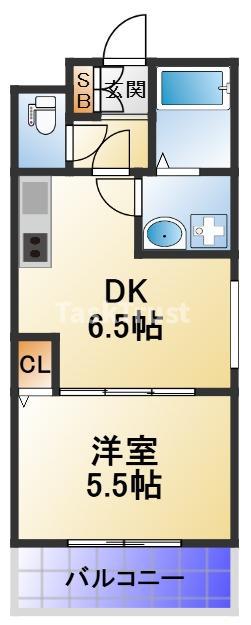 PRADO(1DK/2階)の間取り写真