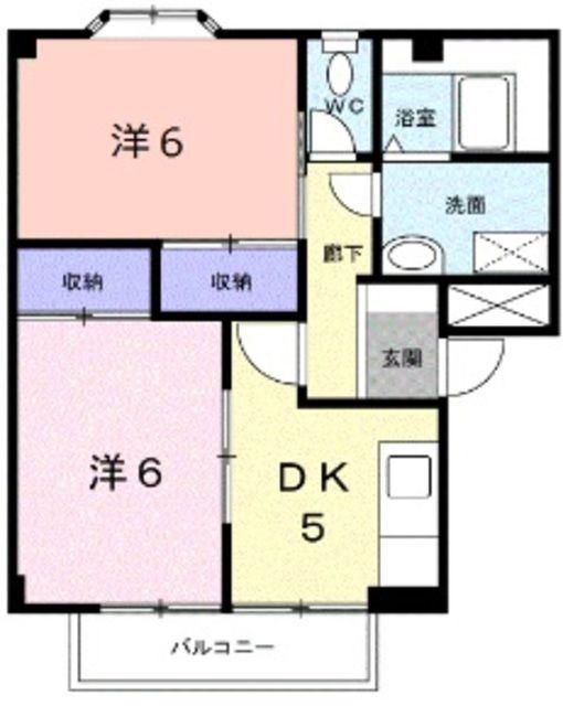 プランタン上野B(2DK/2階)の間取り写真