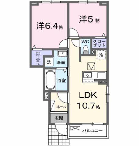 ジャルダン戸田谷(2LDK/1階)の間取り写真