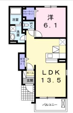 プランドールI(1LDK/1階)の間取り写真