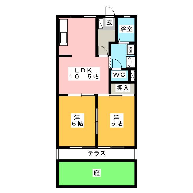 サンライズ臼井(2LDK/1階)の間取り写真