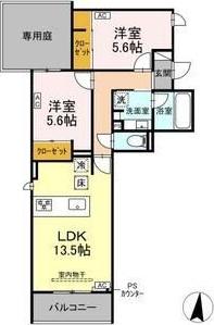 グラシア広路本町(2LDK/1階)の間取り写真