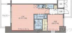プレジオ梅田(1LDK/9階)の間取り写真
