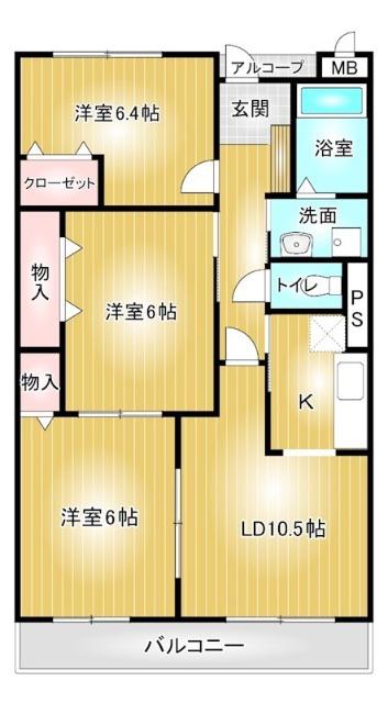 セゾン古久家(3LDK/1階)の間取り写真