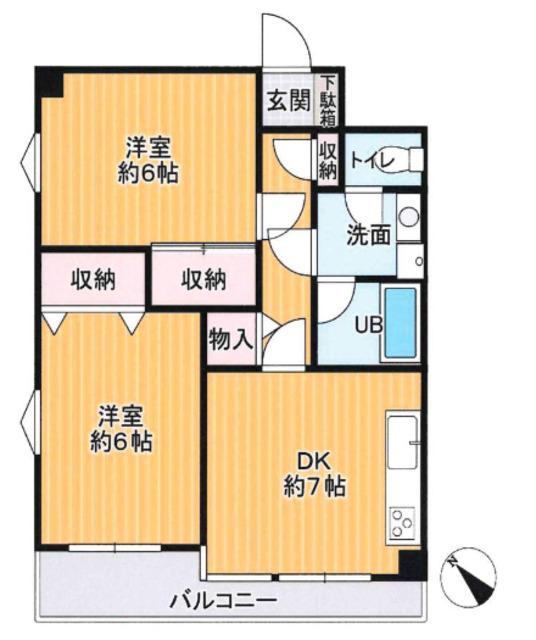 エスポワールマンション(2DK/2階)の間取り写真