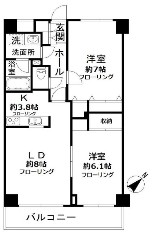 N-FLATS 横浜大岡(2LDK/4階)の間取り写真