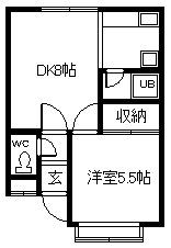 メゾンリバーサイド(1DK/2階)の間取り写真