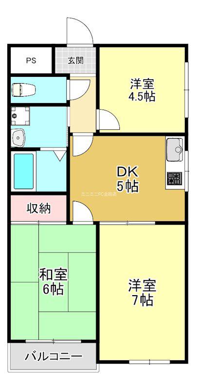 大和屋マンション(3DK/2階)の間取り写真