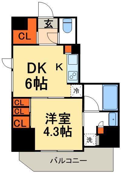 パークアクシス浅草橋二丁目(1DK/5階)の間取り写真