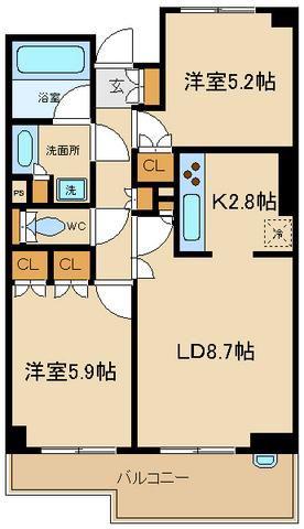 クラッサ成城(2LDK/3階)の間取り写真
