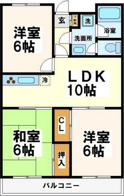 サンパラッツオ壱番館(3LDK/3階)の間取り写真