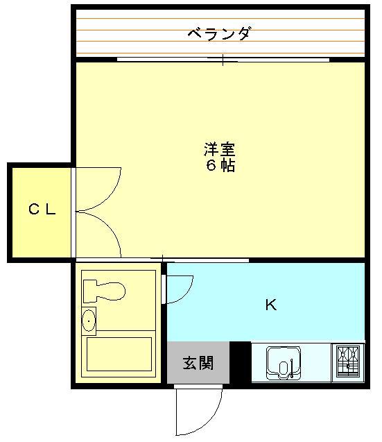 Jハイツ(1K/2階)の間取り写真