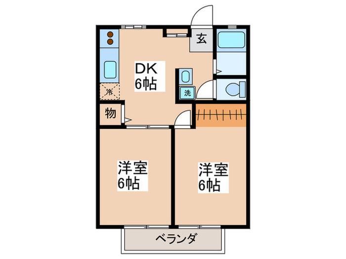 グリーンハイツB(2DK/1階)の間取り写真